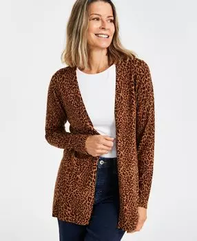 Женский кардиган с открытым передом и принтом Style & Co