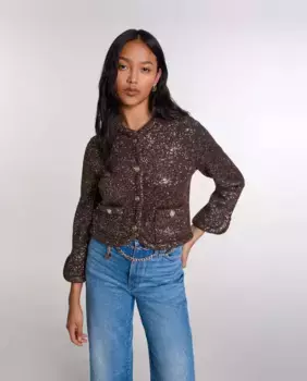 Женский кардиган с пайетками Maje, коричневый