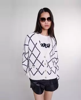 Женский кардиган с ромбами на пуговицах Maje, белый