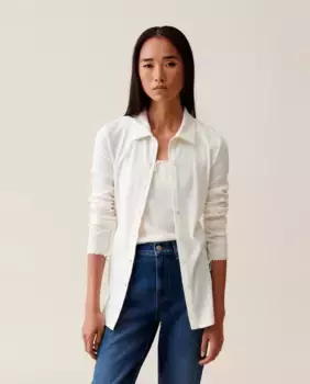 Женский кардиган с рубашечным воротником и застежкой на пуговицы Claudie Pierlot, белый