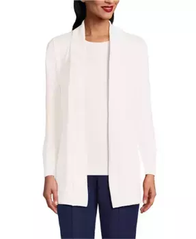 Женский кардиган с шалью воротником из хлопка и модала Lands' End, слоновая кость/кремовый