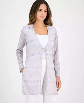 Женский кардиган с V-образным узором и завязками спереди Kasper, синий