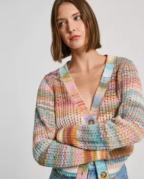 Женский кардиган с V-образным вырезом и эффектом космического окрашивания Pepe Jeans, мультиколор