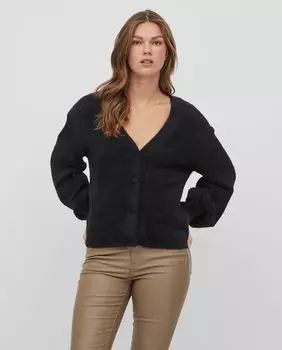 Женский кардиган с V-образным вырезом на пуговицах Vila, черный