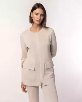 Женский кардиган с воротником Перкинс и застежкой-молнией Naulover, бежевый