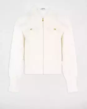 Женский кардиган с воротником с лацканами и застежкой-молнией Morgan, цвет Crema