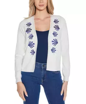 Женский кардиган с вышивкой Black Label на пуговицах Belldini, белый