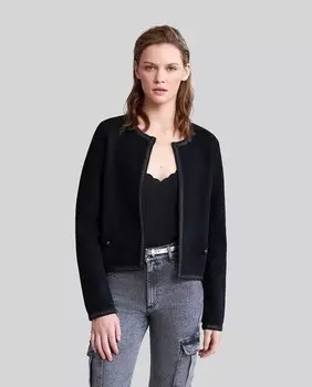 Женский кардиган с застежкой на крючки и декоративным ремешком-цепочкой Ikks, черный