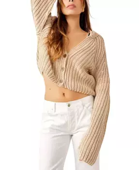 Женский кардиган Sweet Nothing на пуговицах из хлопка Free People, белый