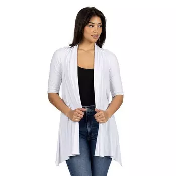 Женский кардиган свободного кроя с открытым передом и рукавами до половины 24Seven Comfort Apparel, белый