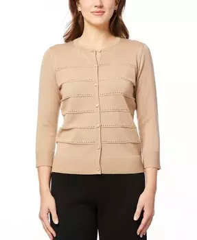 Женский кардиган в полоску с круглым вырезом, стандартные и миниатюрные размеры Melissa Paige, бежевый