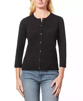 Женский кардиган в полоску с круглым вырезом, стандартные и миниатюрные размеры Melissa Paige, черный