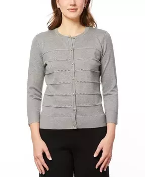 Женский кардиган в полоску с круглым вырезом, стандартные и миниатюрные размеры Melissa Paige, серый