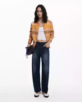Женский кардиган в полоску с молнией и капюшоном Desigual, оранжевый