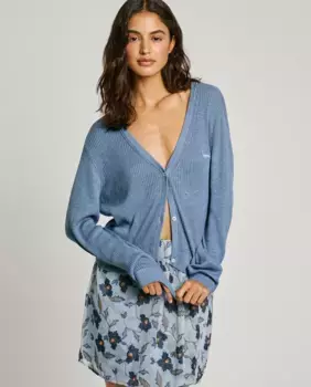 Женский кардиган в рубчик, окрашенный в готовом виде Pepe Jeans, синий