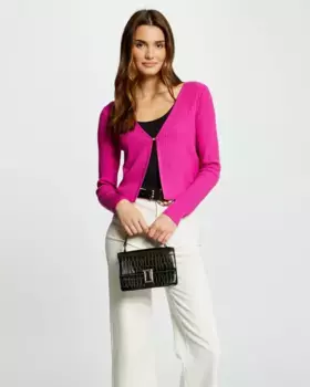 Женский кардиган в рубчик с длинными рукавами Morgan, розовый