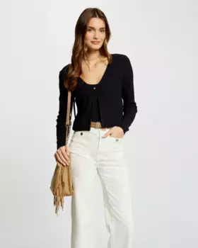 Женский кардиган в рубчик с длинными рукавами Morgan, темно-синий