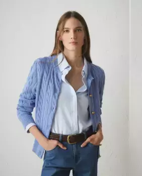 Женский кардиган вязки косами и подвязками Lloyd's, индиго