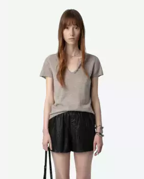 Женский кашемировый свитер Celsy с короткими рукавами Zadig & Voltaire, бежевый