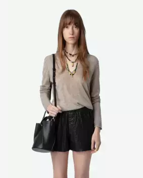 Женский кашемировый свитер Rivy с длинными рукавами и перьями Zadig & Voltaire, бежевый