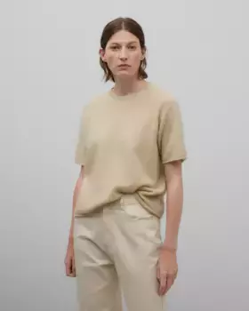 Женский кашемировый свитер с короткими рукавами Adolfo Dominguez, цвет Camel