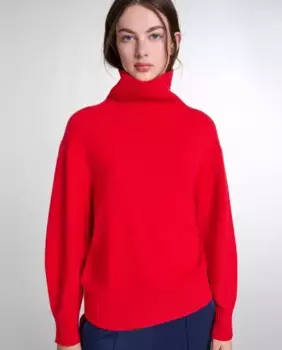 Женский кашемировый свитер с высоким воротом Maje, красный
