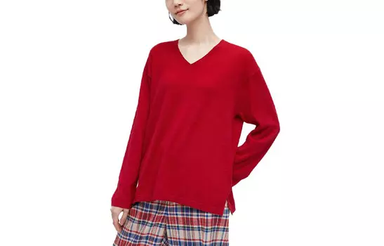 Женский кашемировый свитер X Ines De La Fressange, красный оникс Uniqlo