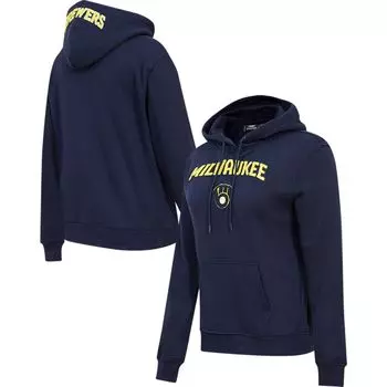 Женский классический флисовый пуловер с капюшоном Milwaukee Brewers Pro Standard темно-синего цвета