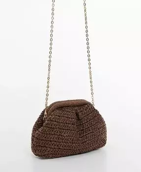 Женский клатч из натурального волокна MANGO, коричневый