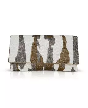 Женский клатч-конверт Ellery из бисера икат Jewel Badgley Mischka, белый