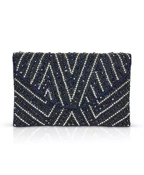 Женский клатч-конверт Emma Mix с бусинами и стразами Jewel Badgley Mischka, синий