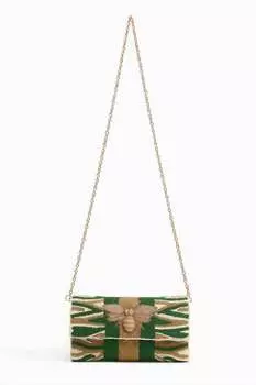 Женский клатч с декором в виде пчелы зеленого цвета AMERICA & BEYOND