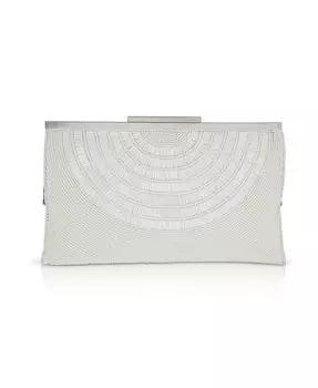 Женский клатч в оправе с клевером и полумесяцем, расшитый бисером Jewel Badgley Mischka, белый