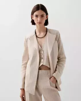 Женский клетчатый блейзер классического кроя Scalpers, бежевый