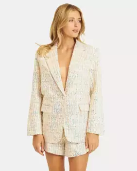 Женский клетчатый пиджак с пайетками Alma en Pena, золотой