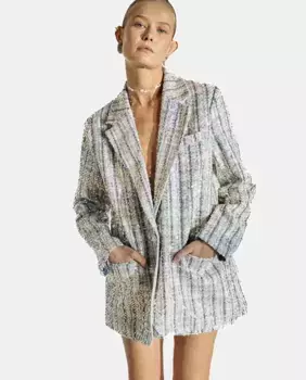 Женский клетчатый пиджак с пайетками Alma en Pena, синий