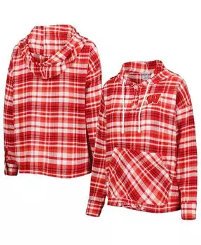 Женский клетчатый пуловер с капюшоном Red Wisconsin Badgers Mainstay Concepts Sport, красный