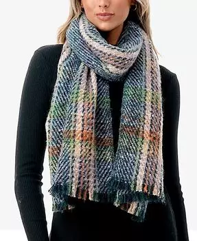 Женский клетчатый шарф-одеяло с бахромой Marcus Adler, синий