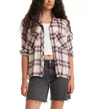 Женский клетчатый топ на пуговицах Harrison Levi's, цвет Farrah Plaid Potent Purple