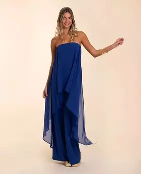 Женский комбинезон без бретелек с накидкой The-Are, синий