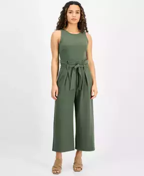 Женский комбинезон без рукавов с круглым вырезом и завязкой на талии Petite Bar III, зеленый