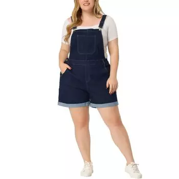 Женский комбинезон больших размеров, джинсовый комбинезон с карманами и закругленными краями, шорты Agnes Orinda