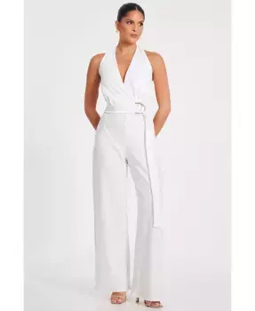 Женский комбинезон-халтер из крепа Scuba QUIZ, белый