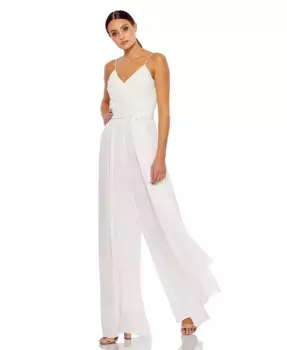 Женский комбинезон Ieena без рукавов с драпировкой и завязками Mac Duggal, белый