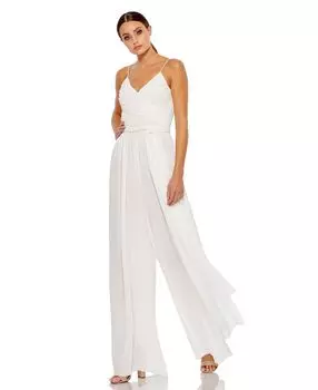 Женский комбинезон Ieena со сборками и завязками без рукавов MAC DUGGAL, белый