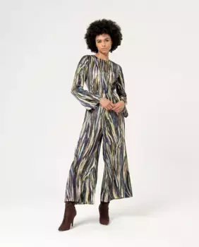 Женский комбинезон из атласа с струящимся принтом Surkana, зеленый