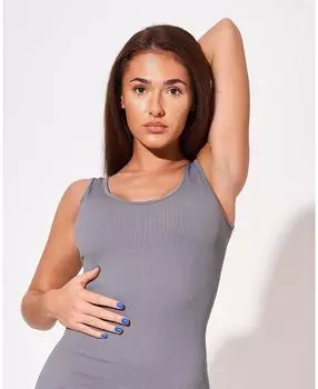 Женский комбинезон из фланели с глубоким вырезом в рубчик из переработанных материалов Twill Active, серый