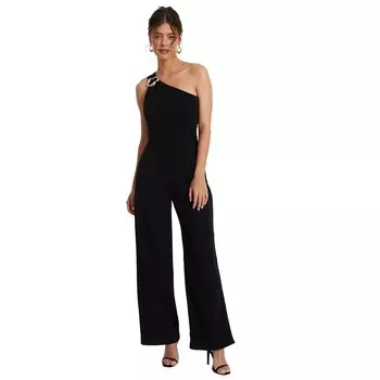 Женский комбинезон из крепа с аквалангом на одно плечо Quiz с золотой пряжкой QUIZ, черный