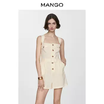 Женский комбинезон Mango на широких бретельках, светло-бежевый