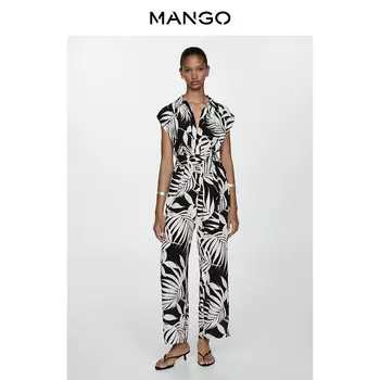 Женский комбинезон Mango с контрастным принтом, черный